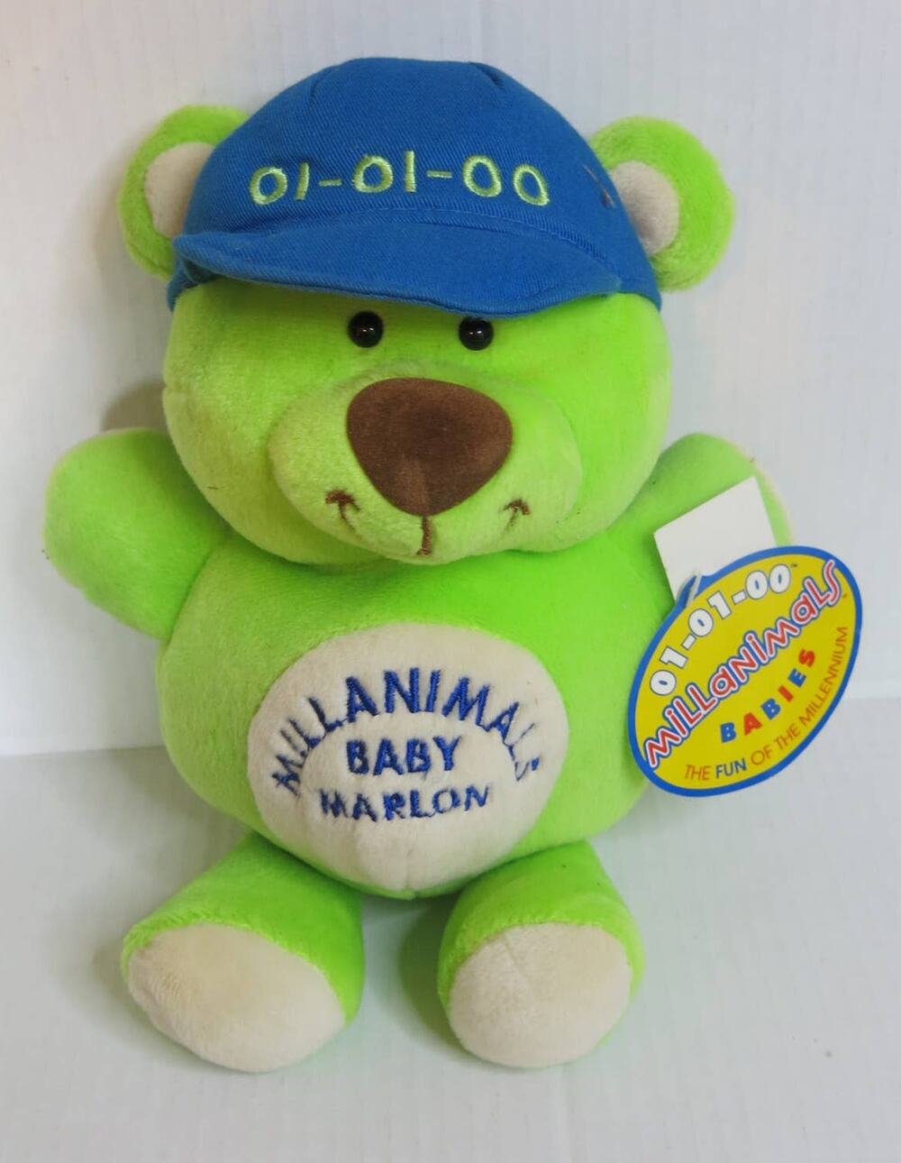 Commonwealth Y2K*NWT* MILLANIMALS Baby Marlon Teddy Bear 10" Green 01-01-00 Toy